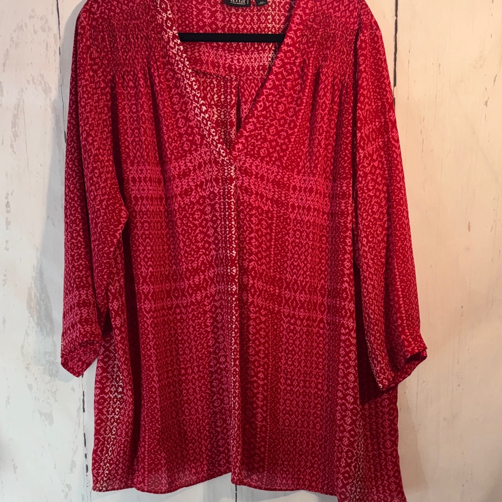 a.n.a Red Patterned Blouse with white and pink